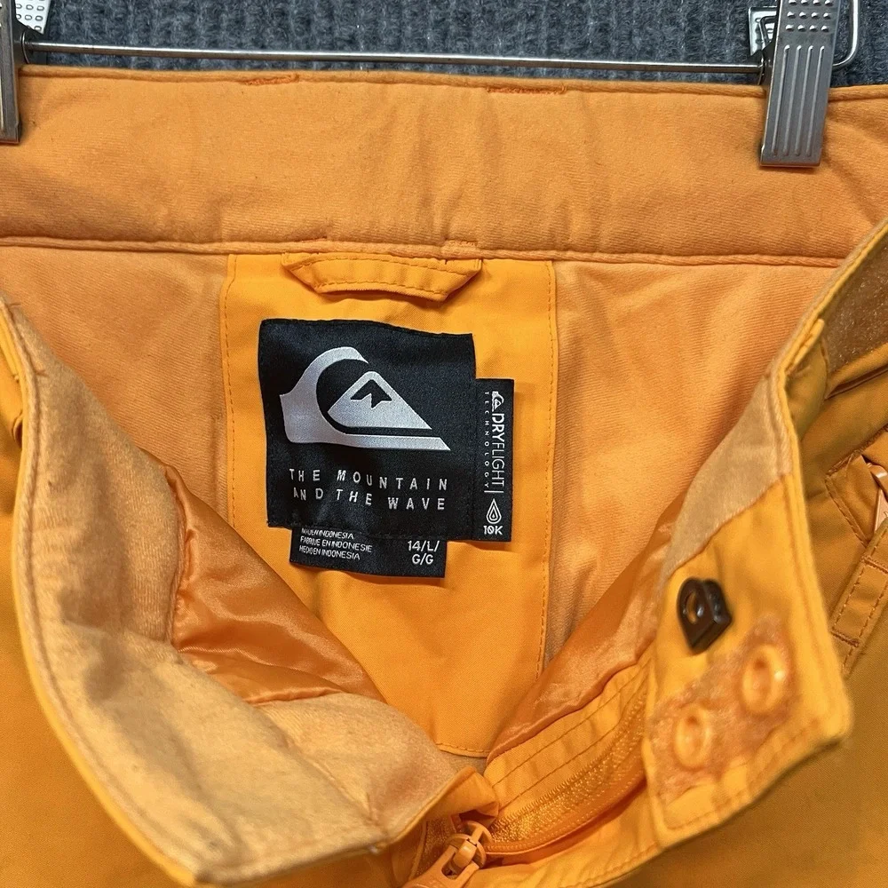 Quicksilver Porter Snow‎ Pants Youth Size L-14 Orange Dryflight 10k Waterproof